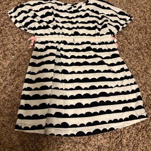 Hanna Andersson Print Tunic Dress 5 110 CM Black and White Striped Drawstring - Picture 1 of 3